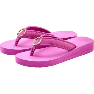 Badezehentrenner LASCANA "Sandale, Badeschuh, Pantolette, Badelatsche, Flip Flop, Sommerschuh", Damen, Gr. 38, pink, Obermaterial: 100% Textilmaterial. Decksohle: 100% Synthetik. Laufsohle: 100% Synthetik, unifarben, Schuhe Badezehentrenner, Zehentrenner mit Ringapplikation "Italy" VEGAN, Topseller