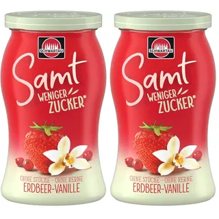 Schwartau Samt Weniger Zucker Erdbeer-Vanille, zuckerreduzierter Fruchtaufstrich, 255g (Packung mit 2)
