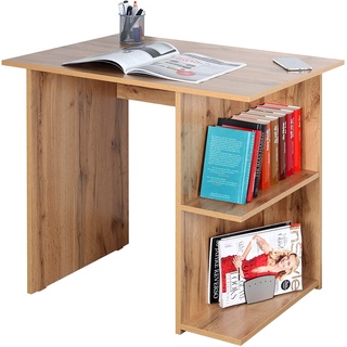 RICOO Schreibtisch klein 82 x 76 x 60 cm WM089-EW Eiche braun – Bürotisch Sekretär