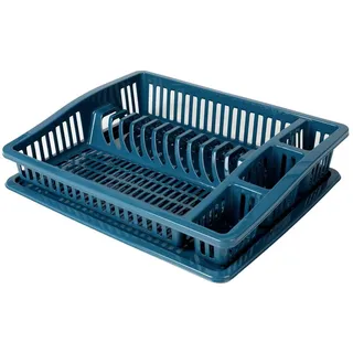 URBAN LIVING Sonoma Geschirrkorb mit Tablett, Farbe Citadel, 46 x 37 x 9,5 cm