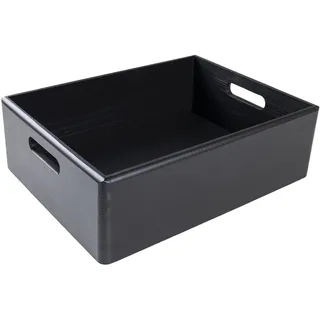 Creative Deco XL Schwarze Holzkiste Obstkiste Korb | 40x30x13cm (+/-1cm) | mit Griffen | ohne Deckel | Hölzernen Kasten Holzbox Kiste Ostern | Für Dokumente Wertsachen Spielzeuge Werkzeuge