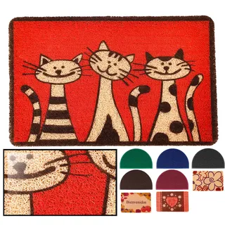 LucaHome Fußmatte aus Frottee Graz Cats, rechteckig, mit Rutschfester Unterseite, sehr saugfähig, 40 x 60 cm, PVC-Flocken, Fußmatte für Außen- und Innenbereich