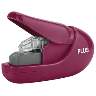 Plus Japan PLUS, Klammerloser Hefter, Heftleistung 5 Blatt, japanische Hefttechnik, heften ohne Klammern, Paper Clinch, Weinrot