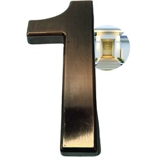 PARENCE - 3D-Türnummer - 10 cm - Gebürsteter Premium-Kunststoff - Hochglanz-Gold-Effekt - Extra starker Aufkleber - Tür, Straße, Hausnummer (1, Kupfer)