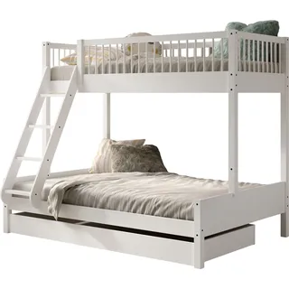 Vipack Etagenbett Forrest 90 x 200 cm Buche massiv weiß lackiert