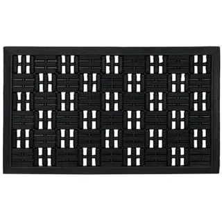 Relaxdays GUMMI-FUßMATTE , Schwarz , Kunststoff , 75x45 cm , Teppiche und Böden, Schmutzfangmatten, Fußmatten