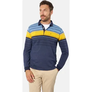 Langarm-Poloshirt BABISTA "Langarm-Poloshirt FILOSSI", Herren, Gr. XXL, blau (blau gelb gestreift), Obermaterial: 62% Baumwolle CO. 38% Polyester COOLMAX(R) PES(Coolmax)., Shirts Langarm-Poloshirt