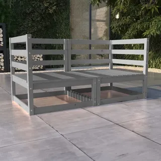 vidaXL 2-Sitzer-Gartensofa Grau Massivholz