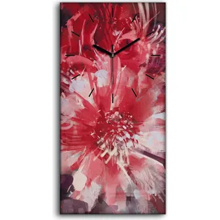Küche Wohnzimmer Wand Leinwand Uhr 30x60 Gemälde Abstrakte Blumen Pflanzen - schwarze Hände - Rot