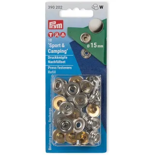 Prym 390202 Nähfrei-Nachfüllpackung für 390201 Nähfrei-Druckknopf Sport & Camping Messing 15 mm silberfarbig
