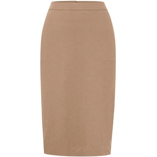 ICHI IHKATE SUS OFFICE SK Damen Kurzer Rock Midi-Pencilskirt mit Schlitz Stretch Slim-Fit, Größe:XL, Farbe:Tannin (171320)