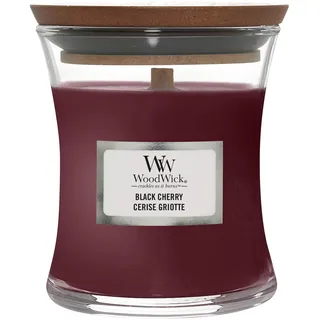 WoodWick Mini-Duftkerze im Sanduhrglas mit knisterndem Docht | Black Cherry | Brenndauer bis zu 20 Stunden