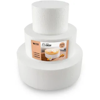 MCE-Commerce Styropor Torte Set dreistöckig H 7cm, 10cm; 15cm; 20cm,