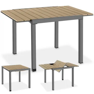 tectake® Gartentisch Inca aus Aluminium, ausziehbar 80–120 x 80 x 74 cm