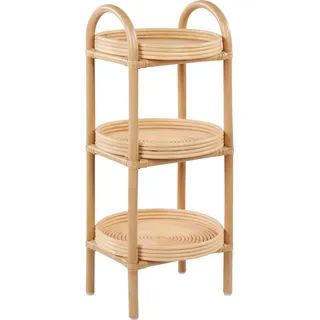 BELIANI Pflanzentisch Rattan für den Innen- und Außenbereich Retro 3 Regale Freistehende Gartenaufbewahrung - Beige