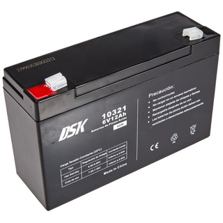 DSK 10321 — 6 V und 12 Ah versiegelte wiederaufladbare AGM-Bleibatterie Ideale Batterie für Elektroautos und Motorräder für Kinder, USV/USV-Systeme, Sicherheitssysteme und Alarmanlagen