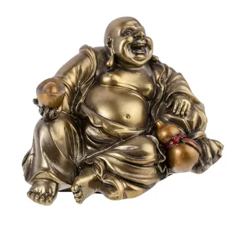 Lachineuse - Buddha-Statue Glück & Wohlstand – Buddha-Statue 11 cm bronzefarben – Feng-Shui Dekoration – chinesisches Zen-Dekorationsobjekt für Wohnzimmer, Büro – Geschenkidee China Asien bringt Glück