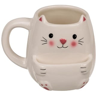 Katze Kaffeebecher mit Keksfach - Kätzchen Tasse Kaffeetasse, Klar