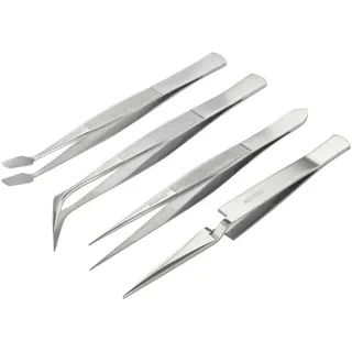 BASETECH Pinzetten-Set 4teilig Silber