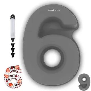 Nenkarn Silikon Backform Zahlen, Backform Zahl 6/9, Kuchenform Zahlen Groß 25cm, Number Cake mit Dekoration zum Backen, Geburtstag und Jahrestag, BPA frei, Anti-Stick