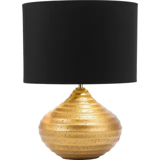 BELIANI Tischlampe Gold Keramik 42 cm Stoffschirm Schwarz Vasenform Kabel mit Schalter Modernes Design - Gold, Schwarz