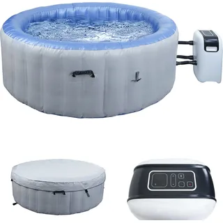 Whirlpool HWC-N97, 5 Personen, In-/Outdoor heizbar aufblasbar Pumpe PVC laminiert, rund Ø 198cm, grau-blau