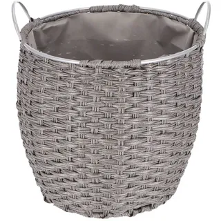 TermaTech Kaminholzkorb „Rattan“ 36 Liter, Ø 35 cm, hellgrau, Schmutzfang