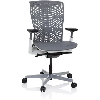 hjh OFFICE 640511 Profi Bürostuhl SKOPE TPE Grau/Weiß ergonomischer Schreibtischstuhl, Flexible Rückenlehne, Sitztiefe & Armlehnen verstellbar