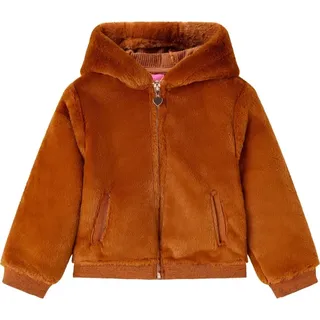 Kinder-Kapuzenjacke Kunstpelz Cognac 92 - Braun