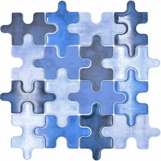 Puzzle Mosaik mosaik blau pastell Fliesenspiegel Küchenwand Duschwand