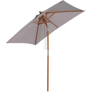 Outsunny Sonnenschirm, Tannenholz, Bambus, Grau , Holz, Naturmaterialen, Kunststoff , 150x200 cm , Sonnenschutz, Sonnenschirme