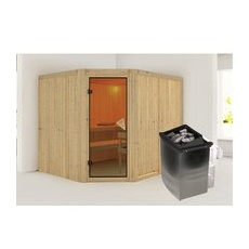 KARIBU Sauna »Haaspsalu«, inkl. 9 kW Saunaofen mit integrierter Steuerung, für 4 Personen - beige
