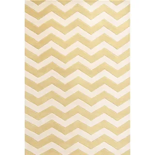SAFAVIEH Zeitgenössische Teppich für Wohnzimmer, Esszimmer, Schlafzimmer - Chatham Collection, Kurzer Flor, Helles Gold und Elfenbein, 152 X 244 cm