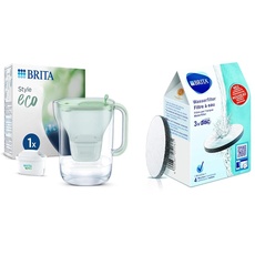 BRITA Wasserfilter-Kanne Style eco Grün 2 & Wasserfilter MicroDisc 3er Pack