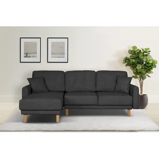 Home Affaire Ecksofa »Triplo, Zierkissen, Schlaffunktion, B/T/H: 234/164/89 cm, L-Form«, wahlweise mit Bettfunktion und Bettkasten, Liegefläche 210/132 cm schwarz