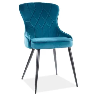 Stilvoller Esszimmerstuhl RUNA - schwarz/türkis - Blau