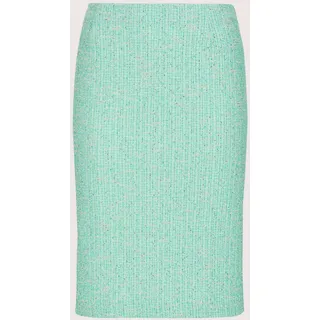 Bleistiftrock MADELEINE "Bleistiftrock Bouclérock in Tweed-Optik", Damen, Gr. 44, blau (türkisblau, weiß, multicolor), Obermaterial: 55% Polyester PES. 20% Baumwolle CO. 20% Viskose CV. 3% sonstige Fasern AF. 2% Elasthan EL., Modern, figurbetont, Röcke Bleistiftrock, Tweed-Optik