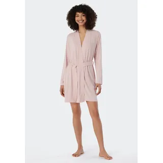 Morgenmantel SCHIESSER "Essentials", Damen, Gr. L (40), rosa (506, rosé), Single-Jersey, unifarben, Kurzform, Hausmäntel Morgenmantel, mit Kimono-Schnittform mit dezentem Glanz