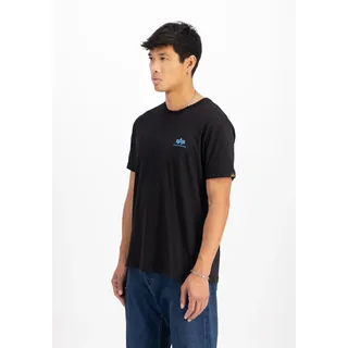 T-Shirt ALPHA INDUSTRIES "Basic SL T-Shirt", Herren, Gr. S, schwarz (schwarz, blau), Obermaterial: 100% Baumwolle, Shirts T-Shirt