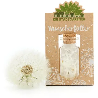 Die Stadtgärtner "Wunscherfüller I Kleine Pusteblumen-Schirmchen im Glas zum Verschenken guter Wünsche I Ideal als Geburtstagsgeschenk & Hochzeitsgeschenk I Glücksglas I Handgemacht in Deutschland