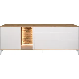 Mäusbacher Lowboard Faro Lowboard B 207 cm, inkl. Beleuchtung, Push to open, Metallfüße, weiß