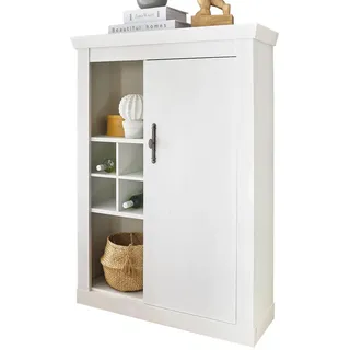furn.design Kommode, weiß Pinie Landhaus Highboard 105 x 146 cm, Soft-Close - Weiß