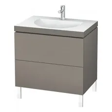 Duravit L-Cube Möbelwaschtisch c-bonded mit Unterbau wandhängend, 60x48 cm, 1 Auszug, ohne Überlauf, 3 Hahnlöcher, Farbe: Terra Matt