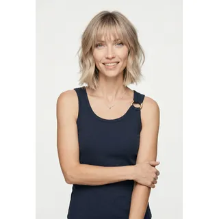 Tanktop VERO MODA "VMKIKI S/L O-NECK TOP JRS BTQ", Damen, Gr. XL, blau (navy blazer detail:melange), Jersey, Obermaterial: 95% Viskose, 5% Elasthan, meliert, regular fit normal, Rundhals, Tops Tanktop, Viskosemischung, regular fit