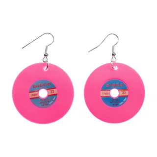 Miniblings Schallplatten LP XL Ohrringe - Handmade Modeschmuck I Musik Band DJ Vinyl 5cm pink - Ohrhänger Ohrschmuck versilbert
