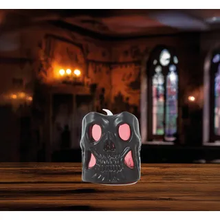 FIESTAS GUIRCA | LED Totenkopf Kerze (6 cm) – Halloween Deko Accessoire Trick or Treat Gruselparty Skelett Schädel – Perfekt für Erwachsene Kinder – Weiß Schwarz