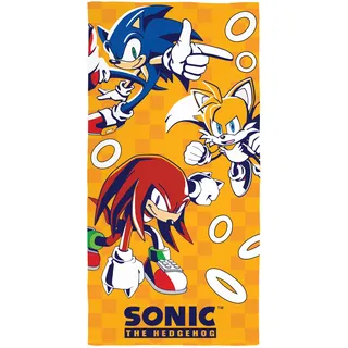 Sonic The Hedgehog Offiziell Lizenziertes Kinderhandtuch | Superweiches Gefühl | Design „Play“ | Perfekt für Zuhause, Bad, Strand & Schwimmbad | Einheitsgröße 70 × 140 cm | 100% Baumwolle