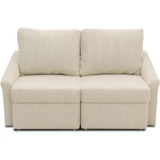 DOMO. collection Sofa Relax, 2-Sitzer Dauerschläfer, Boxspring Couch mit Schlaffunktion, Schlafsessel, Gästebett, Schlafsofa 168 x 96 x 86 cm (BxTxH), Cord in beige