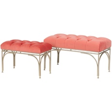 Adda Home Set mit 2 Bettfüßen, Metall, vergoldet/rosa, 81X41X47-60X30X42 cm