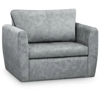 Schlafsessel KAMEL, Grau, Loungesessel mit Bettfunktion, Bettkasten, Veloursstoff, Haustierfreundlich - Grau